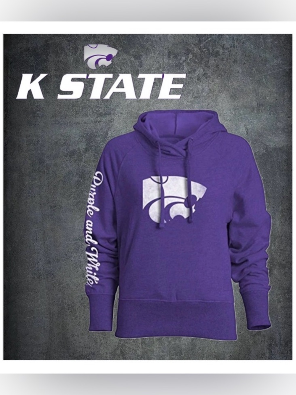 NWT [camp david] Kansas State Wildcats NCAA Hooded Sweatshirt Purple Women’s S M - Picture 2 of 10